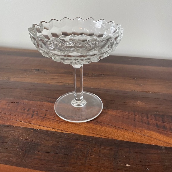 VINTAGE "Birthday" Dessert Dish, Glass Pedestal Candy Dish 5.5" H x 5" W - Picture 2 of 9